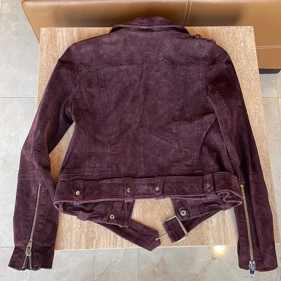 Blanknyc Morning Suede Moto Jacket - Burgundy - Size XS - Picture 2 of 3